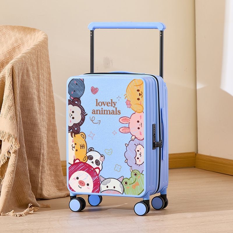 Βαλίτσα με σχέδιο κινουμένων σχεδίων, ύφασμα, περιστρεφόμενα 360° ροδάκια, πλευρικό άνοιγμα, κλειδαριά με λουκέτο