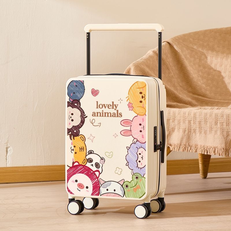 Βαλίτσα με σχέδιο κινουμένων σχεδίων, ύφασμα, περιστρεφόμενα 360° ροδάκια, πλευρικό άνοιγμα, κλειδαριά με λουκέτο