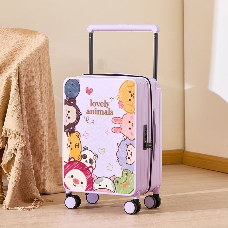 Βαλίτσα με σχέδιο κινουμένων σχεδίων, ύφασμα, περιστρεφόμενα 360° ροδάκια, πλευρικό άνοιγμα, κλειδαριά με λουκέτο