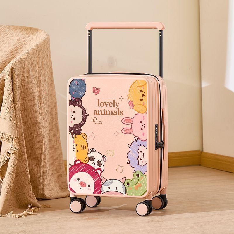 Βαλίτσα με σχέδιο κινουμένων σχεδίων, ύφασμα, περιστρεφόμενα 360° ροδάκια, πλευρικό άνοιγμα, κλειδαριά με λουκέτο