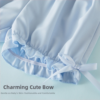 Shorts pentru copii cu suprapunere de fustă – pentru vârste 3–8, satin, poliester 100%, talie medie, funda