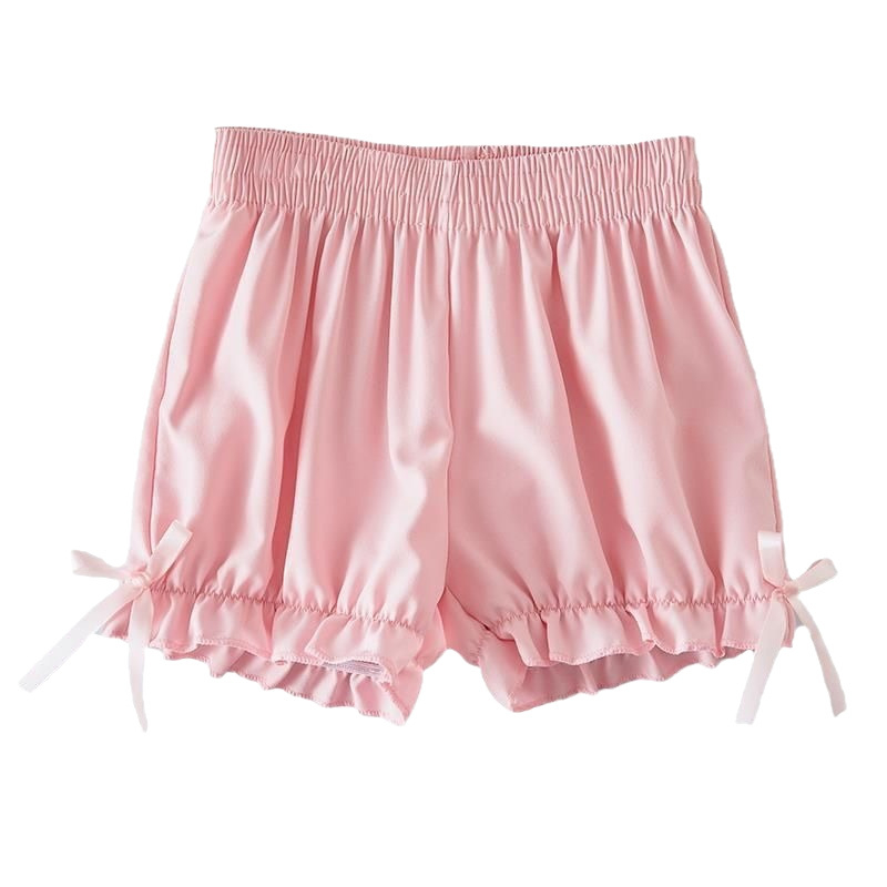 Shorts pentru copii cu suprapunere de fustă – pentru vârste 3–8, satin, poliester 100%, talie medie, funda