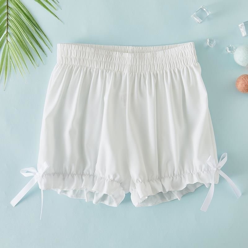 Shorts pentru copii cu suprapunere de fustă – pentru vârste 3–8, satin, poliester 100%, talie medie, funda