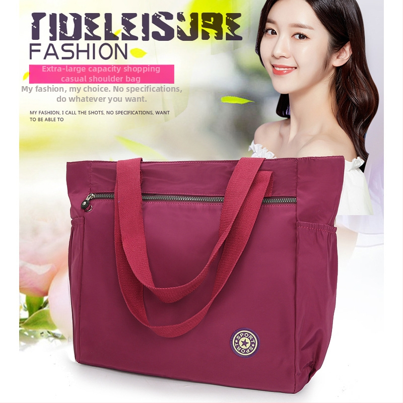 Ženska torba u korejskom stilu, crossbody tote – Oxford tkanina, gradska jednostavnost, vodoravni kvadratni oblik, zatvaranje zipom