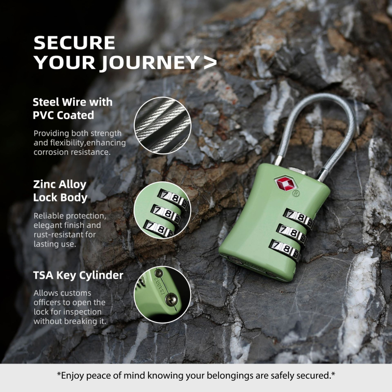 UPSECURITY 05ST TSA Κλείδωμα από Ψευδάργυρο για Αποσκευές, Σακίδιο, Αθλητική Τσαντά, Ντουλάπι — 2.8mm διάμετρος