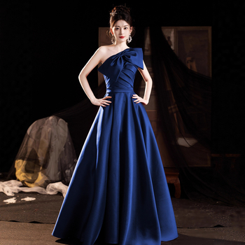 Duga večernja haljina za odrasle žene, poliester, visoki struk, rukavi 3/4, duga suknja