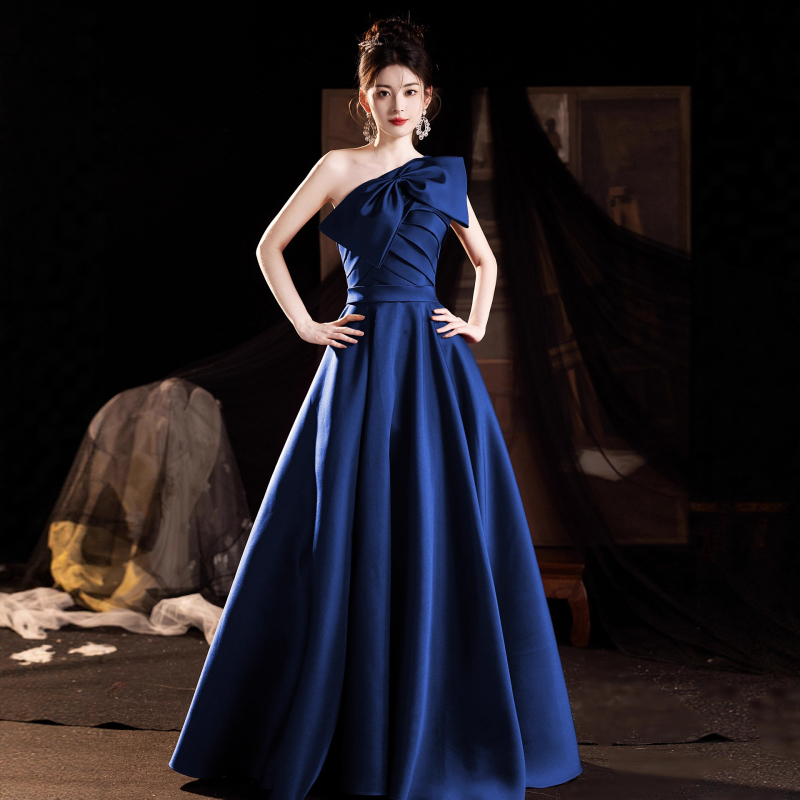 Duga večernja haljina za odrasle žene, poliester, visoki struk, rukavi 3/4, duga suknja