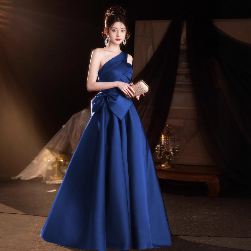 Duga večernja haljina za odrasle žene, poliester, visoki struk, rukavi 3/4, duga suknja