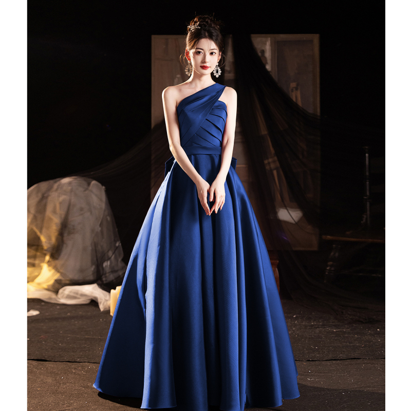 Duga večernja haljina za odrasle žene, poliester, visoki struk, rukavi 3/4, duga suknja