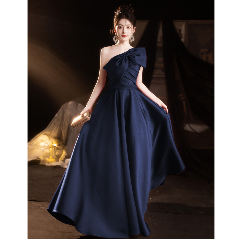 Duga večernja haljina za odrasle žene, poliester, visoki struk, rukavi 3/4, duga suknja