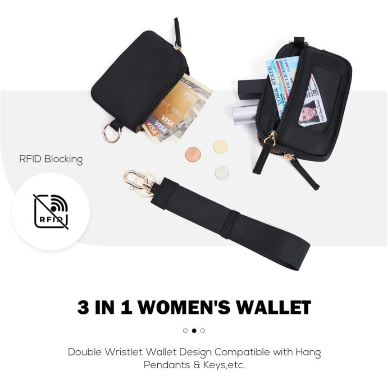 2 az 1-ben pénztárca érmékre és kártyákra kulcstartóval, ultrakönnyű nylon, városi minimalista stílus, poliészter bélés, mindennapi használatra