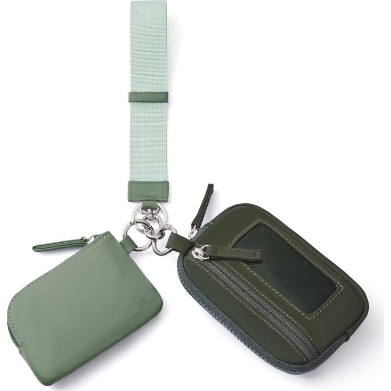 2 az 1-ben pénztárca érmékre és kártyákra kulcstartóval, ultrakönnyű nylon, városi minimalista stílus, poliészter bélés, mindennapi használatra