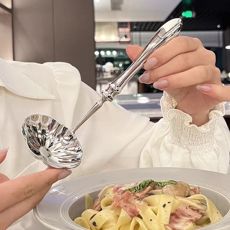 Κουτάλι σούπας από ανοξείδωτο ατσάλι 304 με παχύτερη λαβή σε σχήμα κολοκύθας, κατάλληλο για εστιατόρια και ξενοδοχεία, με φινίρισμα καθρέφτη