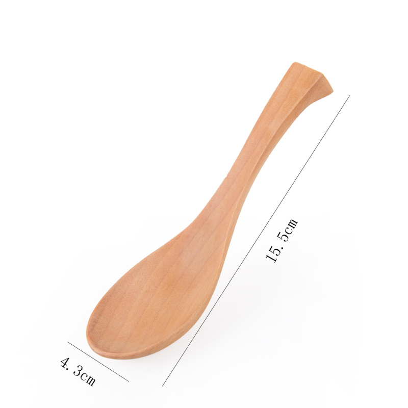 Ξύλινο κουτάλι σούπας με καμπύλη λαβή | είδη κουζίνας | στυλ Ιαπωνίας και Νότιας Κορέας | εκτυπωμένο λογότυπο | παραμετροποίηση επεξεργασίας | κουτάλι