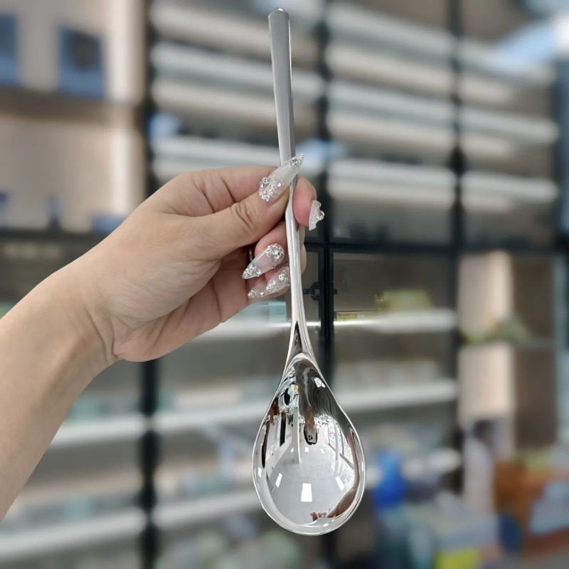 Κουτάλι σούπας από ανοξείδωτο ατσάλι για ενήλικες, παχυσμένος, μοντέρνος μινιμαλιστικός σχεδιασμός, καθρέφτης φινίρισμα