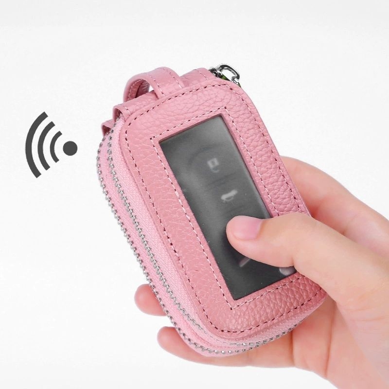 PU bőr kulcstartó táska, dupla cipzárral, tehénbőr belsővel, férfiaknak