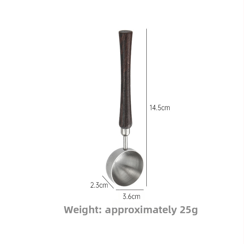 Mērīšanas karote piena pulverim un kafijas pupiņām — 304 nerūsējošā tērauda, ilga koka rokturis, daudzfunkcionāls virtuves rīks