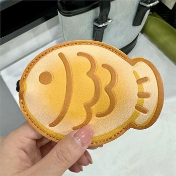 Taiyaki mesefigurás kulcstartó kihúzható dizájnnal - PU anyag, uniszex stílus, PU bélés, 2024 tavasza