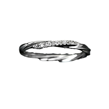 Geometrijski twist prsten s dijamantima — bakar, metalno premazivanje, unisex