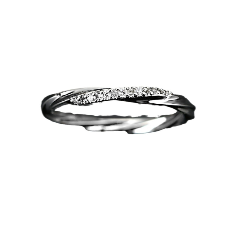 Geometrijski twist prsten s dijamantima — bakar, metalno premazivanje, unisex