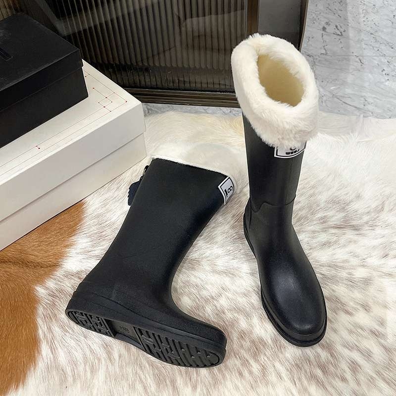 Cizme de ploaie pentru femei în stil japonez, gambă înaltă, PVC partea superioară, toamnă-iarnă