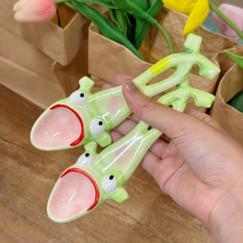 Keramička žlica s karikaturom žabe, kreativni stil, pogodna za kašu, rižu i juhu