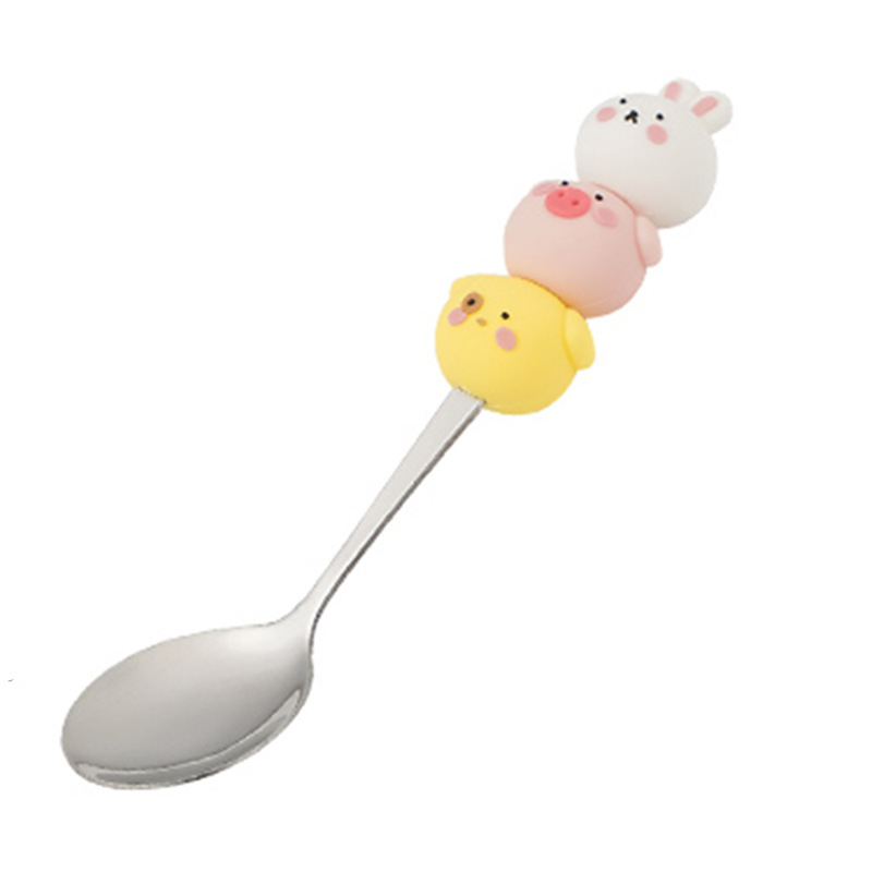 Παιδικά μαχαιροπήρουνα: κουτάλι και πιρούνι από 304 ανοξείδωτο ατσάλι με μοτίβο ζώων σε καρτούν, σε καθρέπτινο φινίρισμα, δυνατότητα εξατομίκευσης