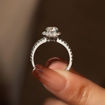 Prsten od 925 srebra sa ugrađenim moissanitom, geometrijski dizajn, Pan ke marka, ženska modna bižuterija