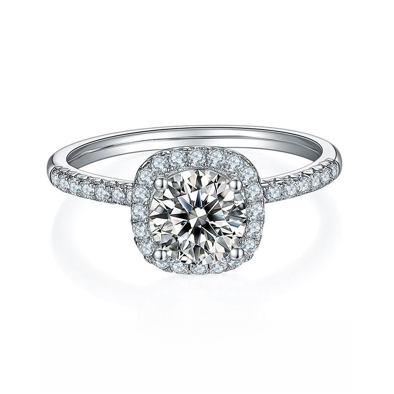 Prsten od 925 srebra sa ugrađenim moissanitom, geometrijski dizajn, Pan ke marka, ženska modna bižuterija