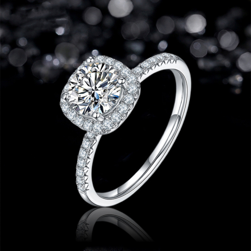 Prsten od 925 srebra sa ugrađenim moissanitom, geometrijski dizajn, Pan ke marka, ženska modna bižuterija