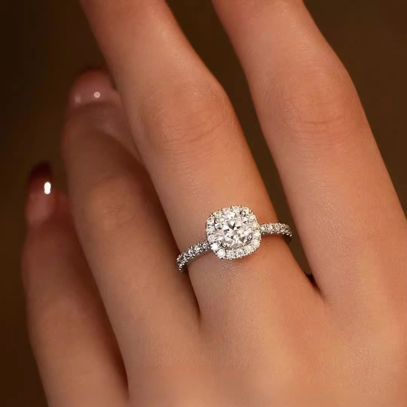 Prsten od 925 srebra sa ugrađenim moissanitom, geometrijski dizajn, Pan ke marka, ženska modna bižuterija