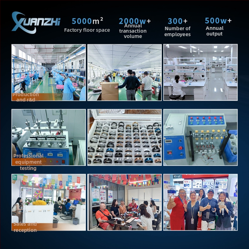 Okosgyűrű R08/Q8 – szívritmus, SpO2, HRV, alváskövetés és bőrhőmérséklet mérés; 15 mAh akkumulátor; súly 3,5 g; Android és iOS kompatibilis.