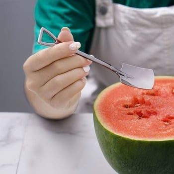 Κουτάλι από ανοξείδωτο χάλυβα με μορφή φτυαριού για καρπούζι και γλυκό — μοντέρνος μινιμαλιστικός σχεδιασμός, καθρέπτης φινίρισμα, δυνατότητα παραμετροποίησης