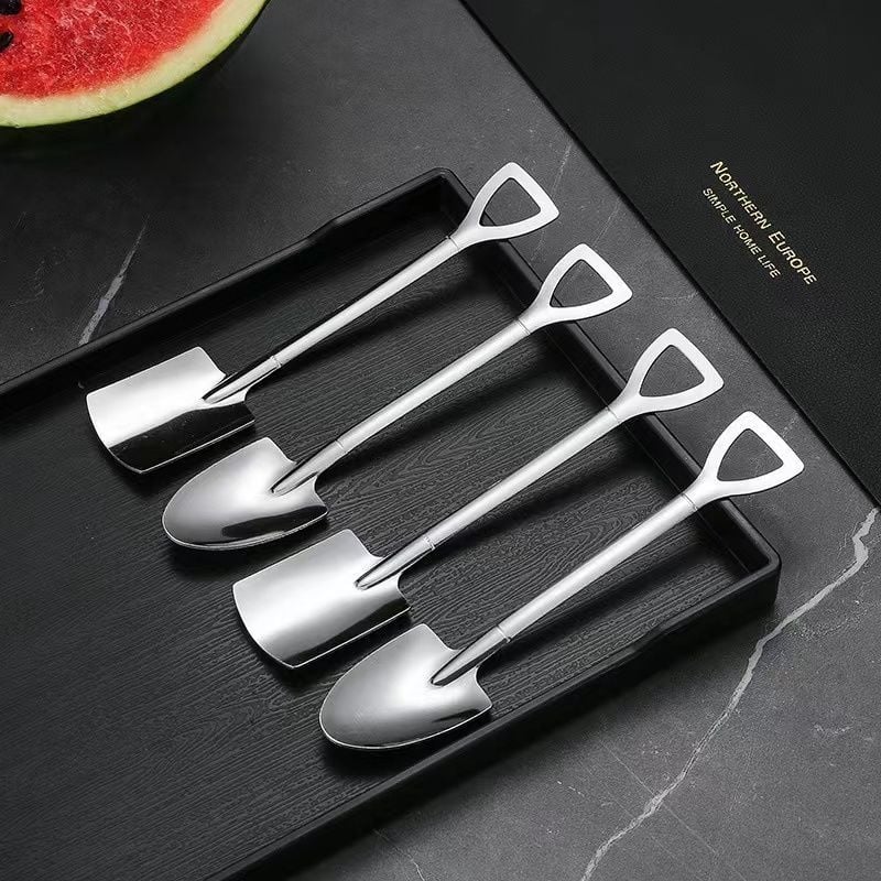 Κουτάλι από ανοξείδωτο χάλυβα με μορφή φτυαριού για καρπούζι και γλυκό — μοντέρνος μινιμαλιστικός σχεδιασμός, καθρέπτης φινίρισμα, δυνατότητα παραμετροποίησης