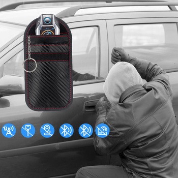 Kosibate RFID Faraday táska kulcsok és telefon számára, PU anyag, poliészter bélés, RFID védelem, lopás elleni védelem