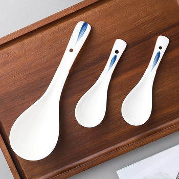 Κεραμικό κουτάλι σούπας – ιαπωνικού στυλ, απλός σχεδιασμός, χειροποίητο σχέδιο υπό γλάσο, εκτύπωση λογότυπου, προσαρμογή διαθέσιμη (Μάρκα Ten)