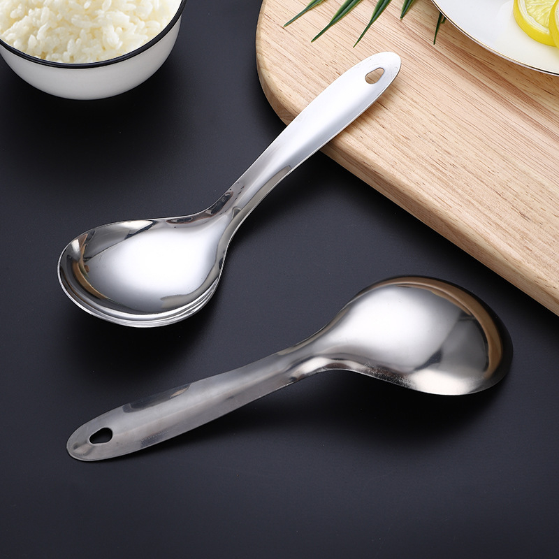 Κουτάλι ρυζιού από ανοξείδωτο ατσάλι, παχύ, με ενιαίο καλούπι, καθρέφτη φινίρισμα, μη μαγνητικό 201 ατσάλι