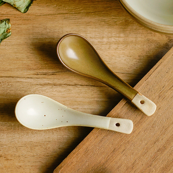 Κεραμικό κουταλάκι, ιαπωνικό στυλ, απλός σχεδιασμός, μάρκα Xitian Muyu, για ενήλικες.