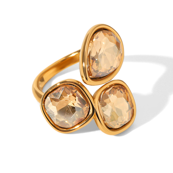 Xinzhu Jewelry Otvoreni prsten od nehrđajućeg čelika, geometrijski oblik, elektroplakiranje, za žene, Ins stil
