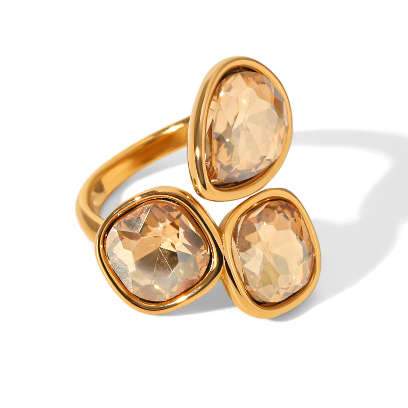 Xinzhu Jewelry Otvoreni prsten od nehrđajućeg čelika, geometrijski oblik, elektroplakiranje, za žene, Ins stil