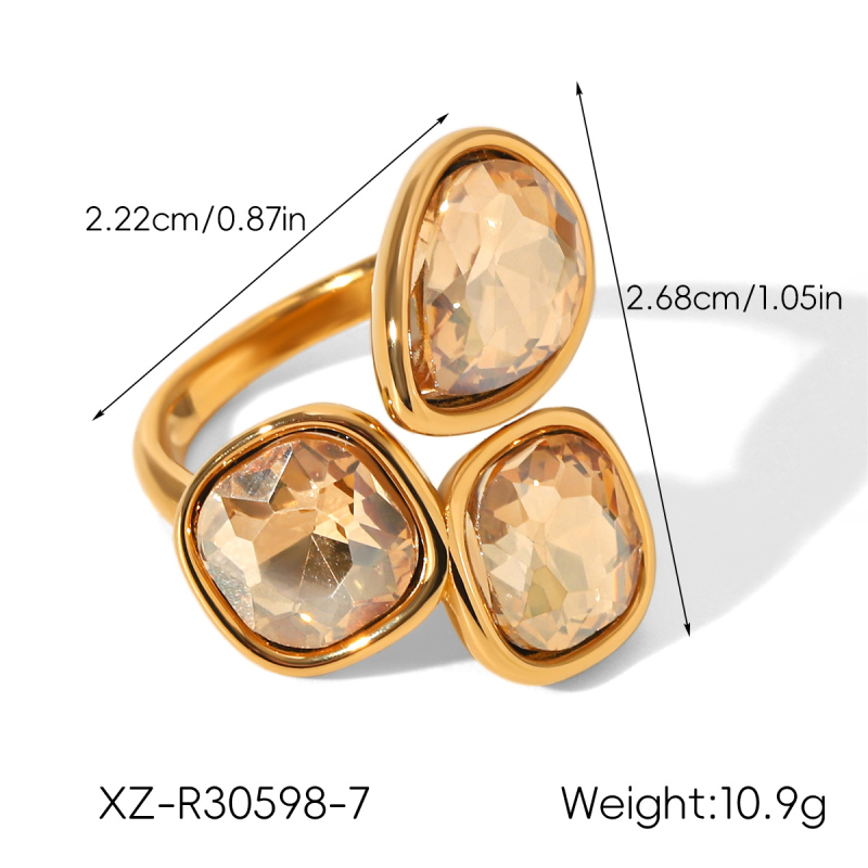 Xinzhu Jewelry Otvoreni prsten od nehrđajućeg čelika, geometrijski oblik, elektroplakiranje, za žene, Ins stil