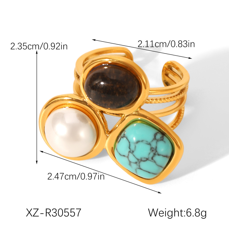 Xinzhu Jewelry Otvoreni prsten od nehrđajućeg čelika, geometrijski oblik, elektroplakiranje, za žene, Ins stil
