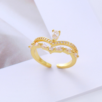 Bakreni prsten u obliku zmije s cirkonima, premaz 18K zlatom, podesiv otvor, moderan i personaliziran unisex prsten