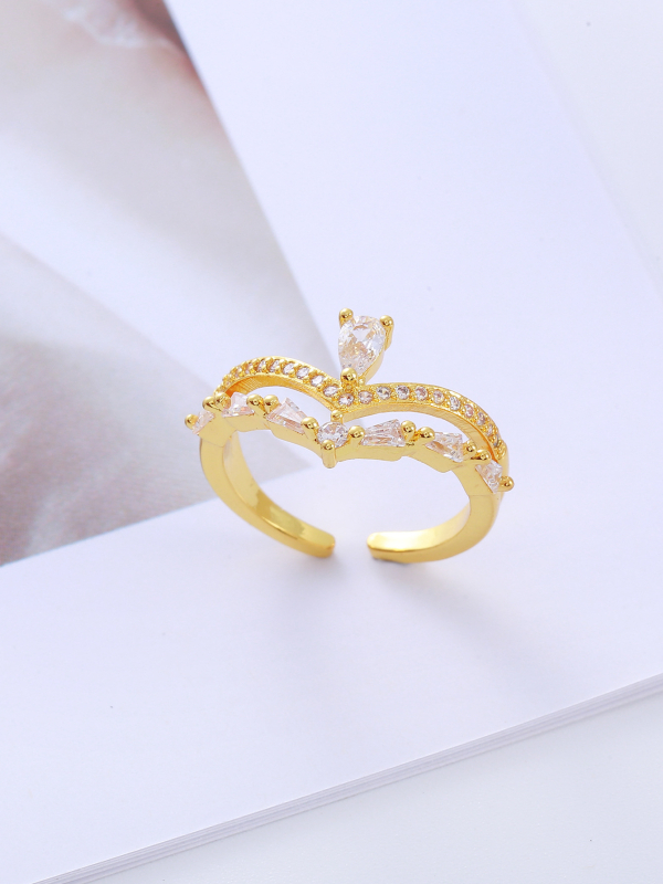 Bakreni prsten u obliku zmije s cirkonima, premaz 18K zlatom, podesiv otvor, moderan i personaliziran unisex prsten