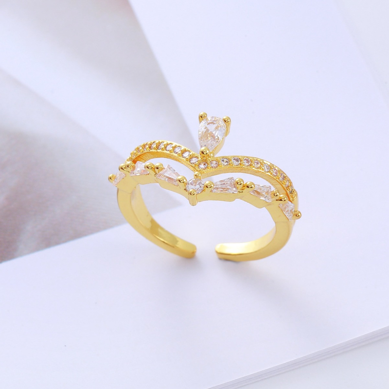 Bakreni prsten u obliku zmije s cirkonima, premaz 18K zlatom, podesiv otvor, moderan i personaliziran unisex prsten