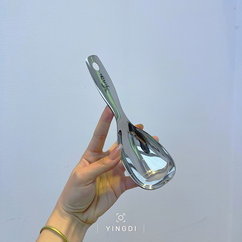 Κουτάλι σερβιρίσματος ρυζιού με κούφια λαβή από ανοξείδωτο ατσάλι, μοντέρνος μινιμαλιστικός σχεδιασμός, μοτίβο καρτούν, φινίρισμα καθρέφτη