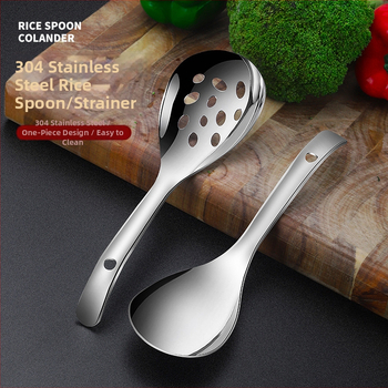 Ryžová lyžica z 304 nehrdzavejúcej ocele, moderný a jednoduchý štýl, jednobarevný dizajn, tlačené logo, prispôsobiteľné spracovanie