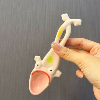 Κεραμικό κουτάλι με μακριά λαβή σε μορφή βατραχιού, καρτούν μοτίβο – δημιουργικό, χαριτωμένο εργαλείο κουζίνας για σούπα και γλυκό