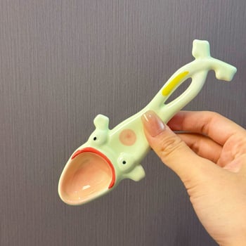 Κεραμικό κουτάλι με μακριά λαβή σε μορφή βατραχιού, καρτούν μοτίβο – δημιουργικό, χαριτωμένο εργαλείο κουζίνας για σούπα και γλυκό