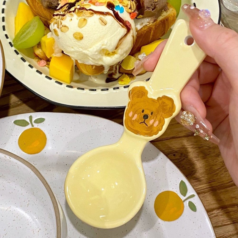 Παιδικό κεραμικό κουτάλι – Στυλ Ins, Καρτούν μοτίβο, Κεραμικό υλικό, Χωρίς λογότυπο